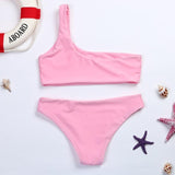 WOMAIL Women New One Shoulder Bikini Top and Bottoms