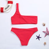 WOMAIL Women New One Shoulder Bikini Top and Bottoms