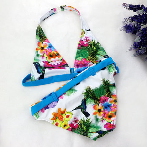 Baby Kids Girls Flower Floral Printed Bikini Set Swimsuit