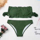 klv New Women Bandeau Ribbed Bikini Set Swimwear