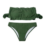 klv New Women Bandeau Ribbed Bikini Set Swimwear