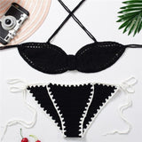 KLV Women Bikini 2018 Knitting Solid Bikini Swimsuit Beachwear