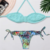 KLV Women Bikini 2018 Knitting Solid Bikini Swimsuit Beachwear