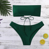 KLV Women Pure color Pieces Bikini Push-Up Swimsuit