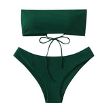 KLV Women Pure color Pieces Bikini Push-Up Swimsuit