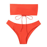 KLV Women Pure color Pieces Bikini Push-Up Swimsuit