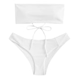 KLV Women Pure color Pieces Bikini Push-Up Swimsuit